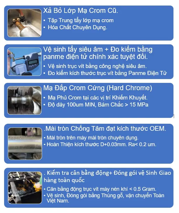 Sửa Chữa & Phục Hồi Trục Vít Máy Nén Khí Trục Vít Tại Thủy Lực Sài Gòn – Uy Tín #1 TP.HCM 10 Quy trình kiểm tra trục vít trước khi phục hồi